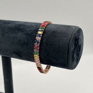 Rose Gold Tone Tennis Chain Bracelets Rainbow Rectangle Zircon Bracelet